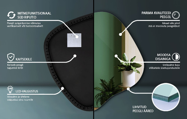 Unregelmäßiger spiegel mit led 59x58 cm