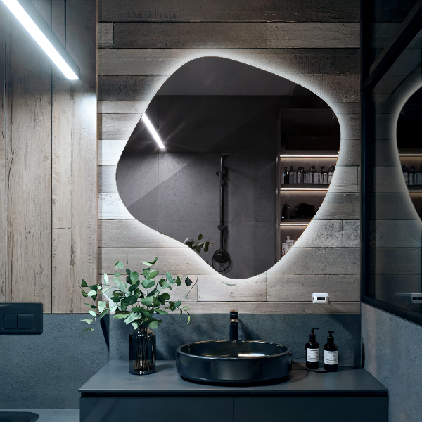 Unregelmäßiger spiegel mit led 68x67 cm