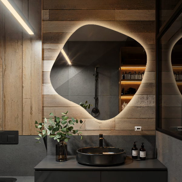 Unregelmäßiger spiegel mit led 68x67 cm