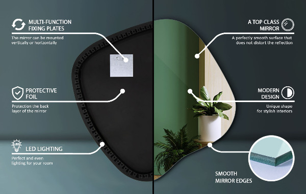 Unregelmäßiger spiegel mit led 77x77 cm