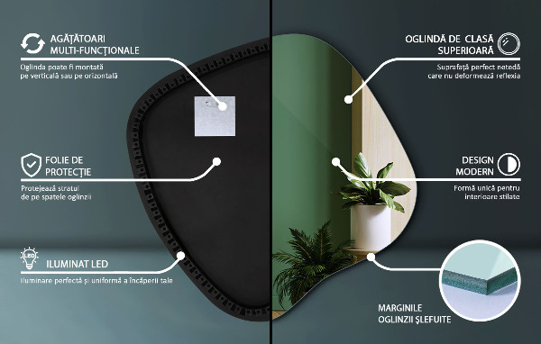 Unregelmäßiger spiegel mit led 77x77 cm