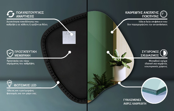 Unregelmäßiger spiegel mit led 77x77 cm