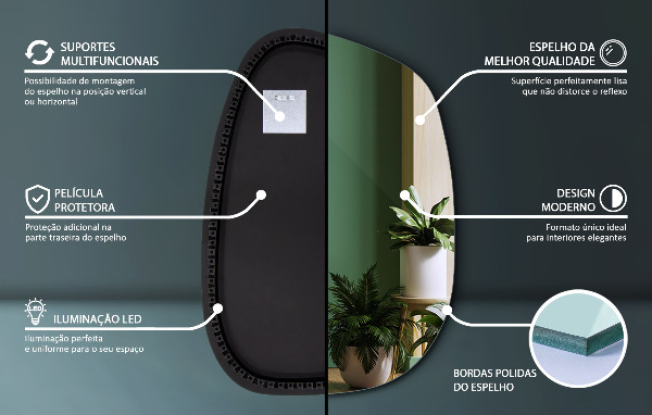 Ausgefallene spiegel mit led 55x38 cm