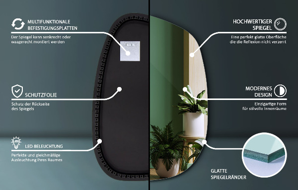 Led spiegel organisch 79x57 cm