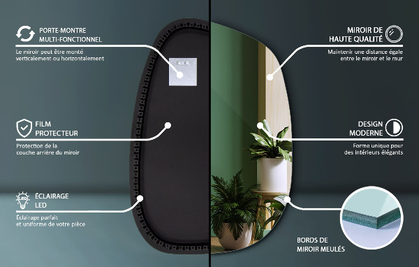 Led spiegel organisch 79x57 cm