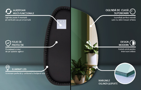 Led organische spiegel 91x66 cm