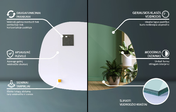 Asymmetrischer spiegel klecks 49x34 cm