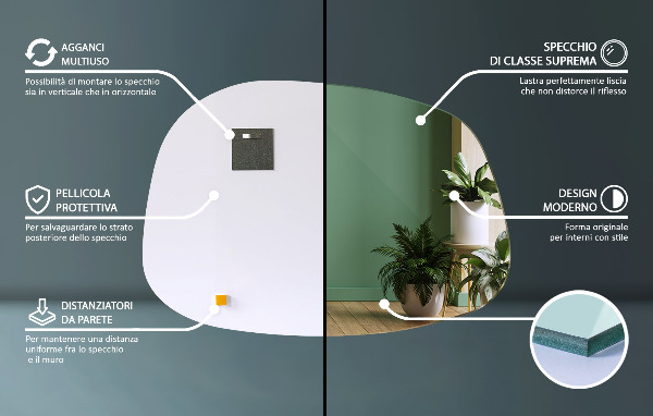 Asymmetrischer spiegel klecks 55x38 cm