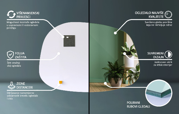 Asymmetrischer spiegel klecks 55x38 cm