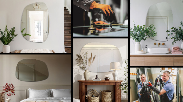 Asymmetrischer spiegel klecks 55x38 cm