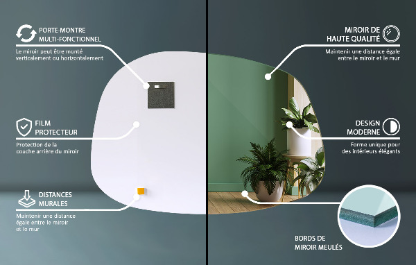 Asymmetrischer spiegel klecks 79x57 cm