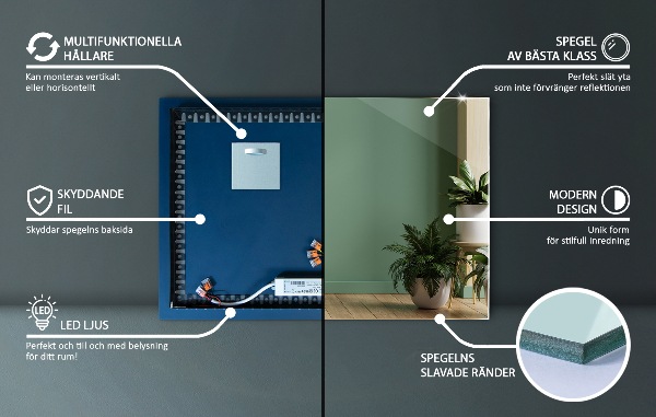 Modern led spiegel rechteckig 70x50 cm