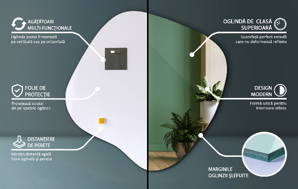 Asymmetrischer klecksform Spiegel original 48x48 cm