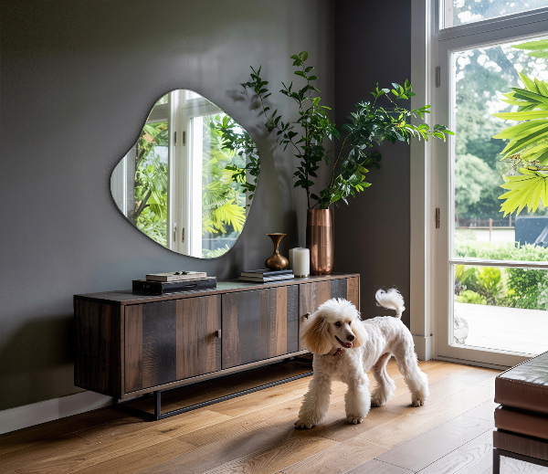 Asymmetrischer klecksform Spiegel original 48x48 cm