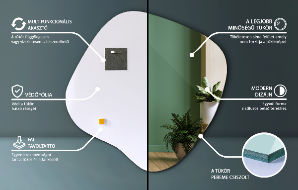 Asymmetrischer klecksform Spiegel original 58x59 cm