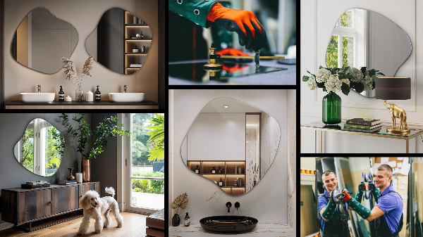 Asymmetrischer klecksform Spiegel original 68x67 cm