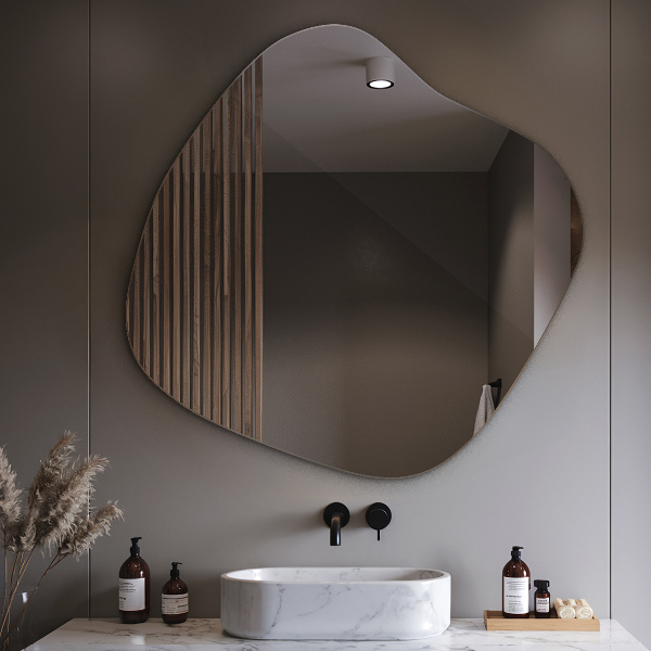 Asymmetrischer klecksform Spiegel original 77x77 cm