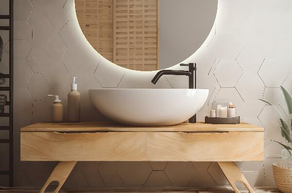 Halbrunder spiegel mit licht 30x60 cm