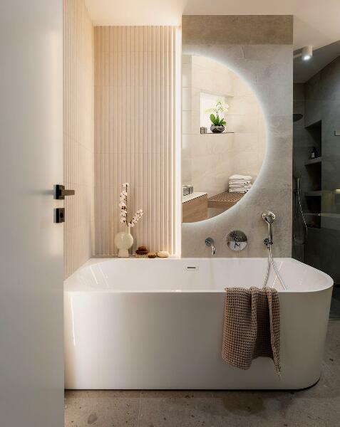 Halbrunder beleuchtet spiegel 45x90 cm