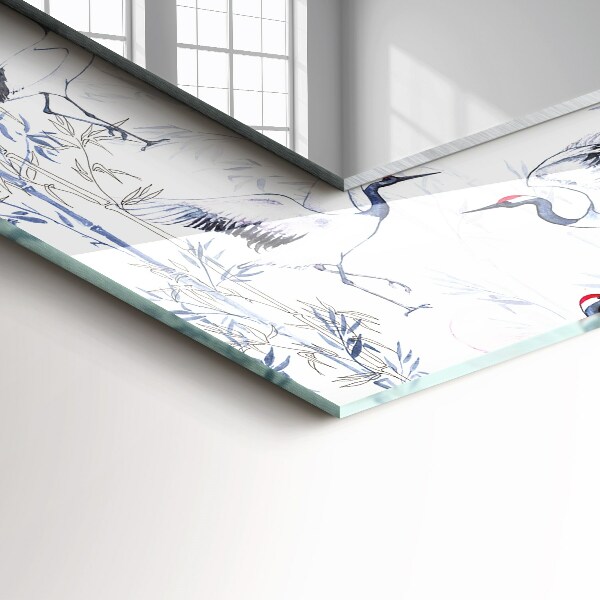 Bedruckter spiegel Kraniche und Bambus