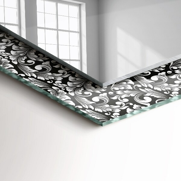 Bedruckter spiegel Schwarze und weiße Ornamente