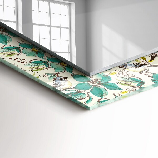 Dekorative spiegel Vögel und Blumen