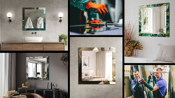 Spiegel mit ornamenten Holz mit Textur