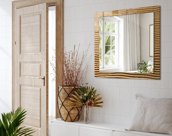 Spiegel mit aufdruck Wellen aus Holz