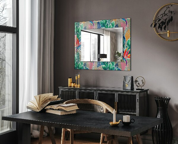 Spiegel mit aufdruck Blumen und Blätter