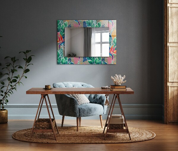 Spiegel mit aufdruck Blumen und Blätter