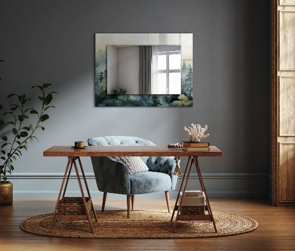 Spiegel mit aufdruck Wald im Nebel