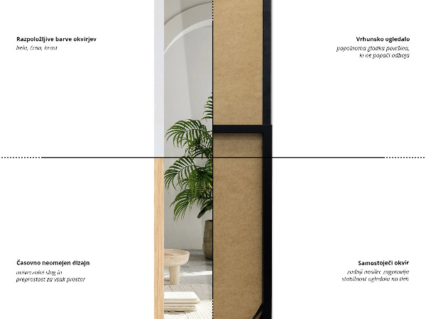 Standspiegel schwarz 36x156 cm