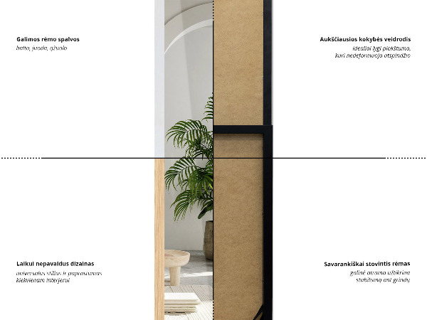 Standspiegel schwarz 36x156 cm