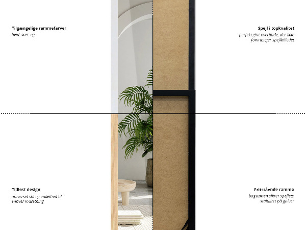 Standspiegel schwarz 36x156 cm