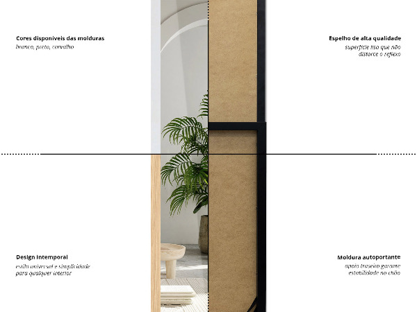 Standspiegel Eiche 36x156 cm