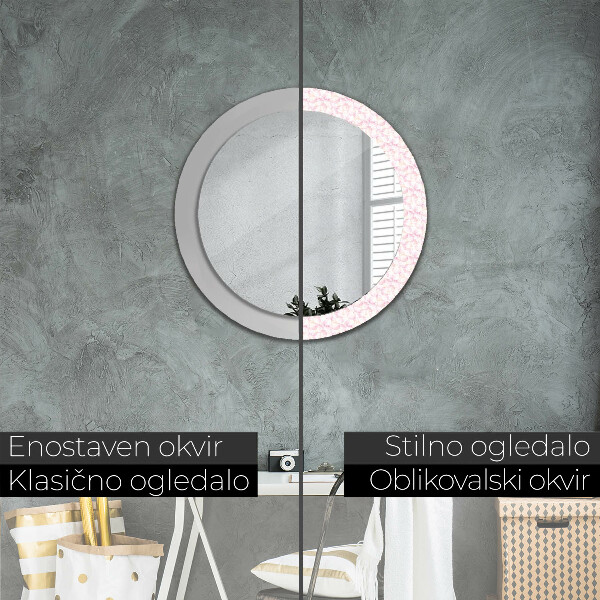 Runder spiegel bedrucktem rahmen Blütenblätter