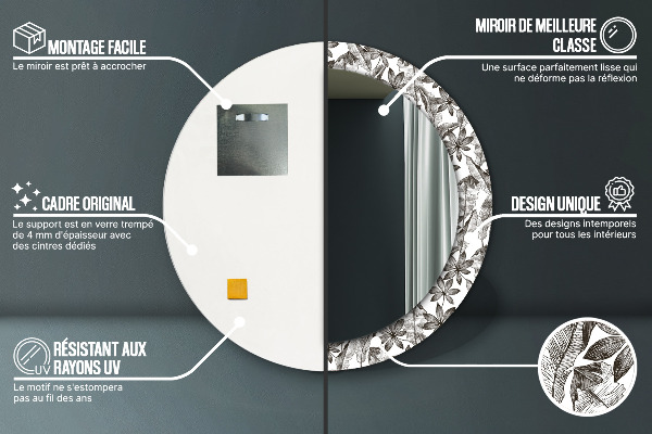 Runder spiegel bedrucktem rahmen Tropenblätter