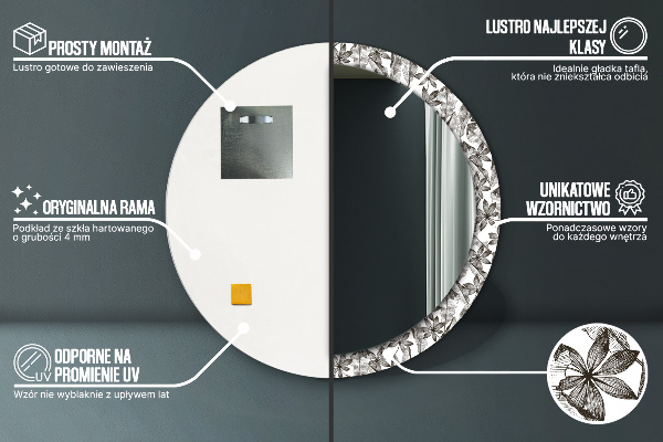 Runder spiegel bedrucktem rahmen Tropenblätter