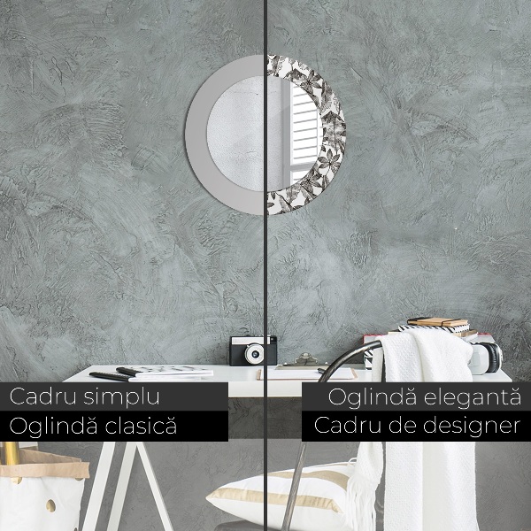 Runder spiegel bedrucktem rahmen Tropenblätter