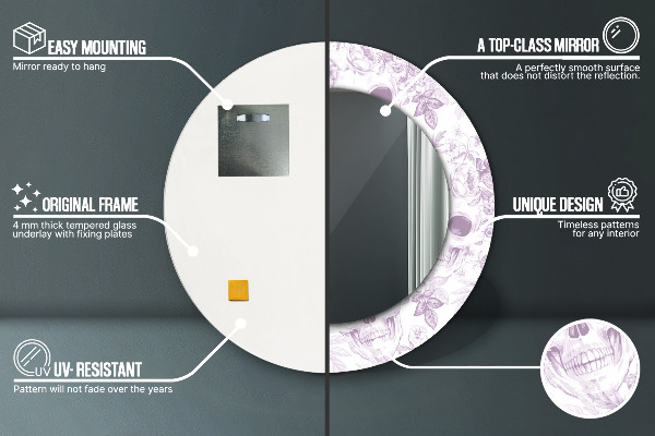 Runder spiegel aufdruck Schädel