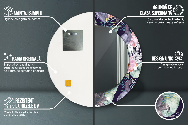 Runder spiegel mit dekorativem aufdruck Caps Vögel