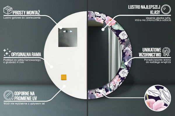 Runder spiegel mit dekorativem aufdruck Caps Vögel