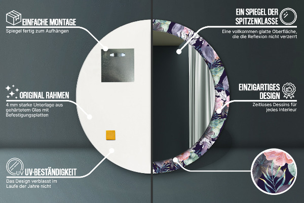 Runder spiegel mit dekorativem aufdruck Caps Vögel