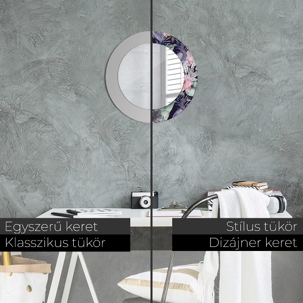 Runder spiegel mit dekorativem aufdruck Caps Vögel