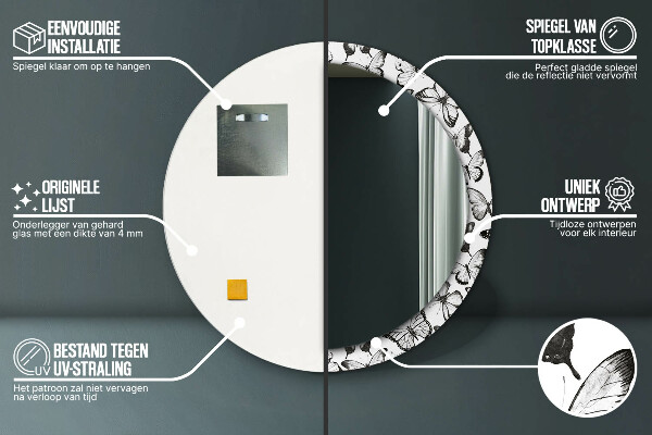 Runder spiegel aufdruck Schmetterling