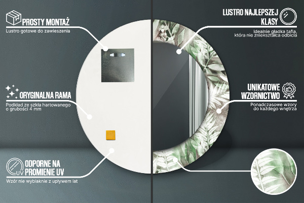 Runder spiegel aufdruck Aquarellblätter