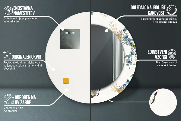 Runder spiegel aufdruck Chinoserien