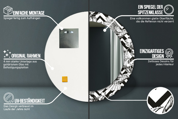 Runder spiegel aufdruck Kolibri