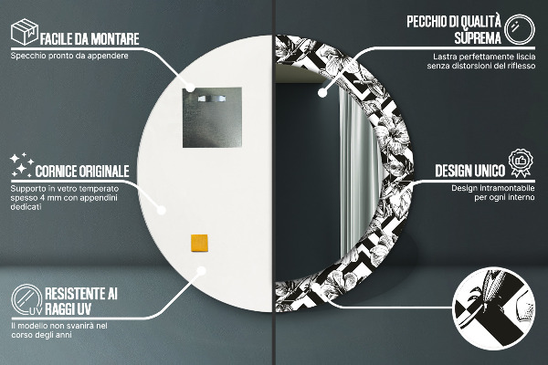 Runder spiegel aufdruck Kolibri