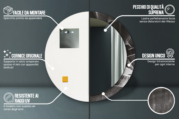 Runder spiegel mit dekoration Tropische Palmen